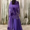 Embroidered velvet lilac dress full set with accessories