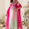 Traditional gradient dress 2025 with sheer pink dupatta