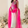Traditional gradient dress 2025 with sheer pink dupatta