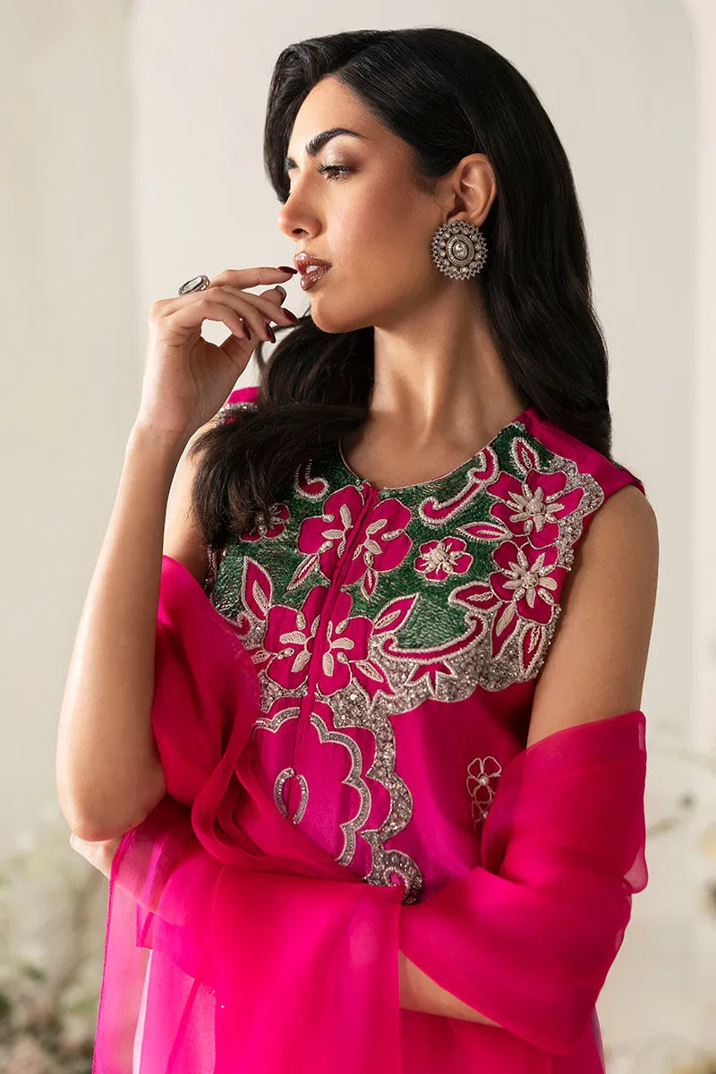 Traditional gradient dress 2025 with sheer pink dupatta