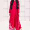 Dark Pink Kurta neckline cutouts and self-fabric buttons closeup