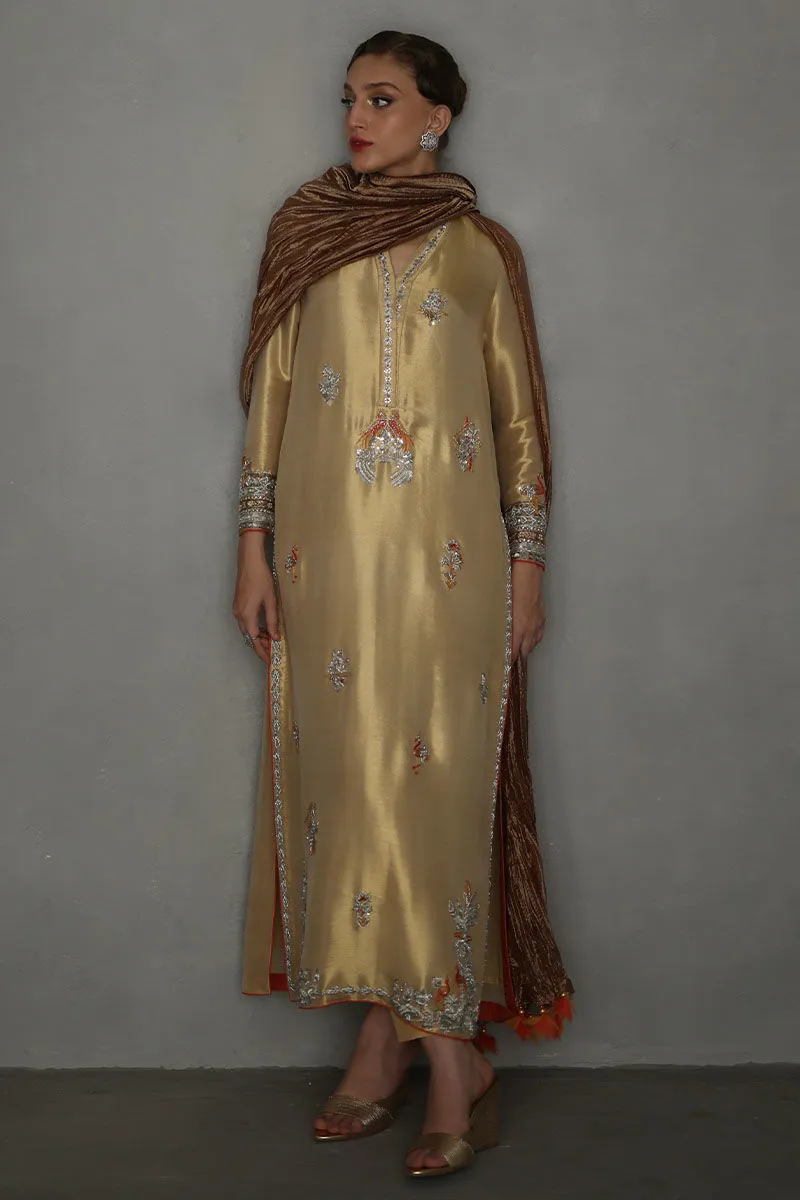 Zardozi Lame Shirt with Intricate Handwork & Crystal Detailing