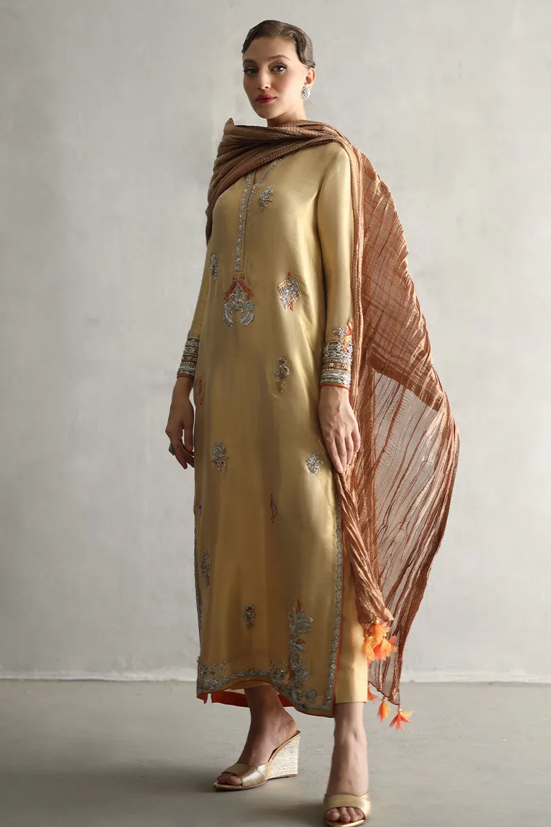 Zardozi Lame Shirt with Intricate Handwork & Crystal Detailing