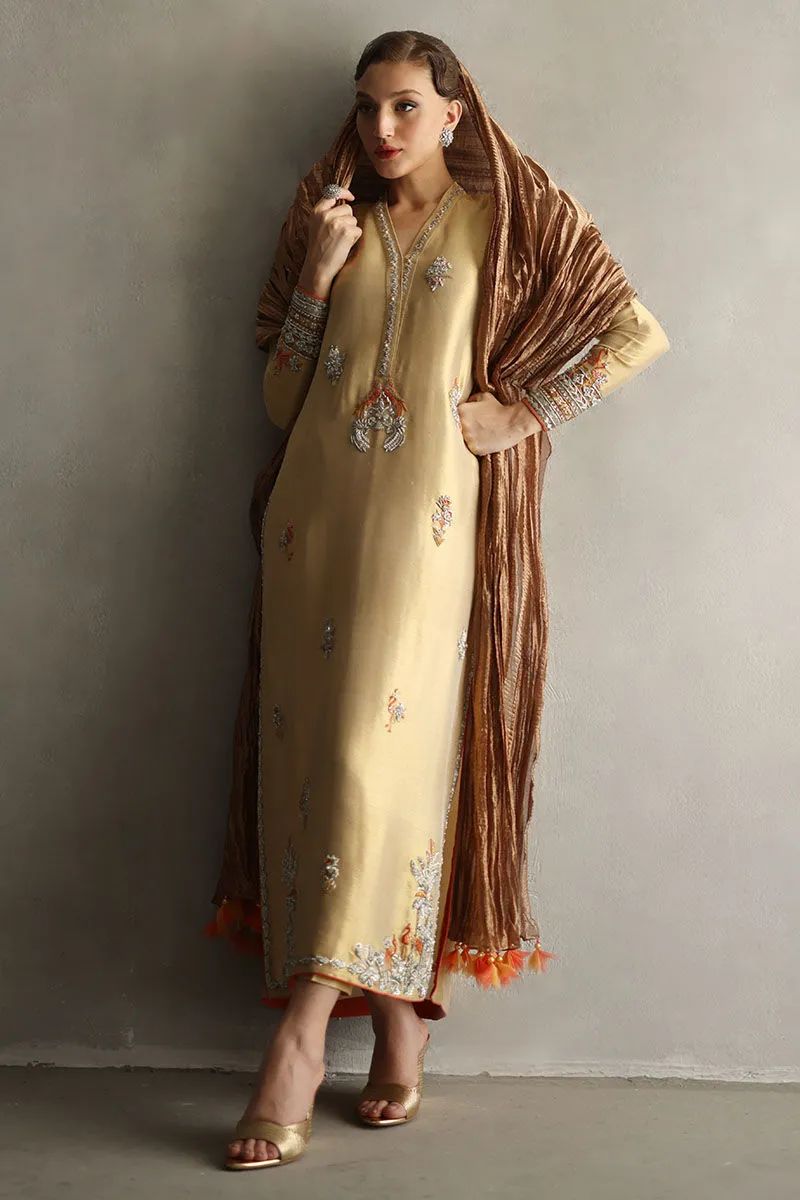 Zardozi Lame Shirt with Intricate Handwork & Crystal Detailing