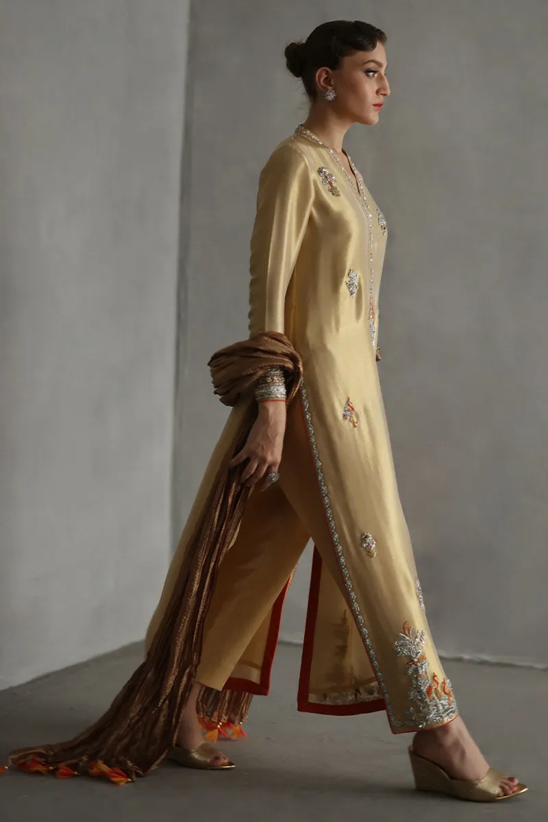 Zardozi Lame Shirt with Intricate Handwork & Crystal Detailing