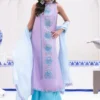 Turquoise Dress sleeveless A-line with lilac embroidery 2025