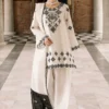 White Embroidered Set with Tribal Motifs – Elegant Raw Silk Look