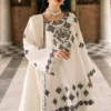 White Embroidered Set with Tribal Motifs – Elegant Raw Silk Look