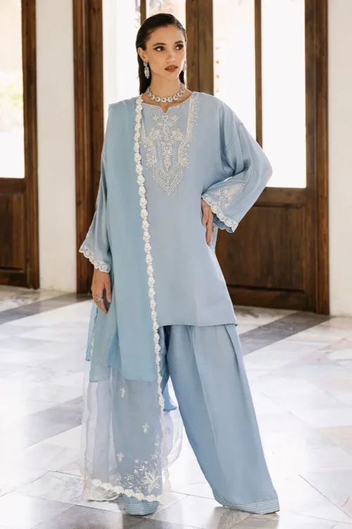 Periwinkle Magic Farshi shalwar with graceful pleats Periwinkle Magic Farshi shalwar with graceful pleats
