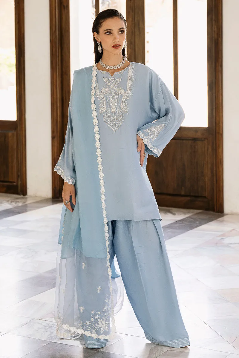 Periwinkle Magic Farshi shalwar with graceful pleats