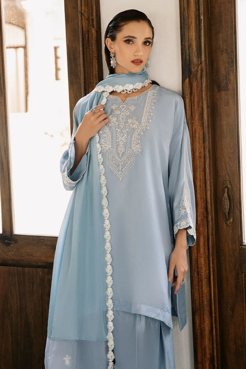 Periwinkle Magic Farshi shalwar with graceful pleats