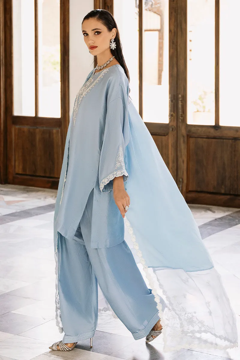 Periwinkle Magic Farshi shalwar with graceful pleats