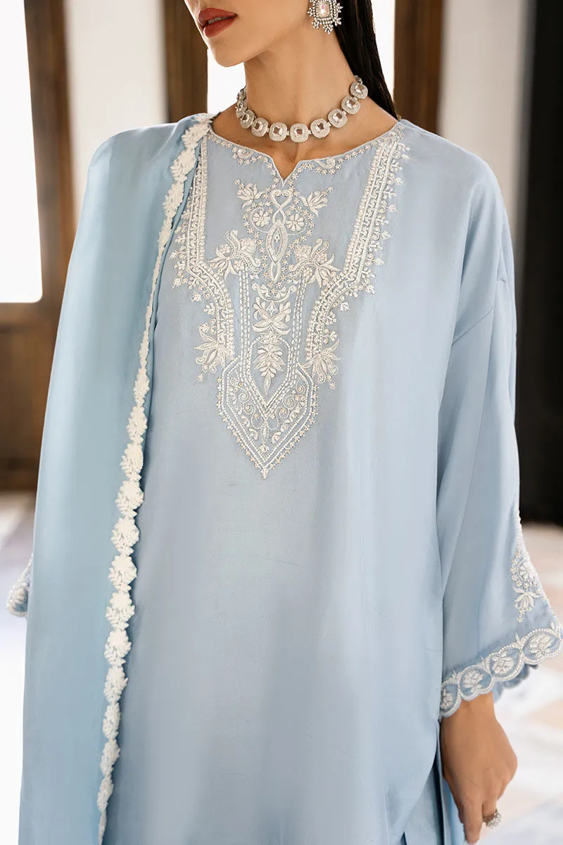 Periwinkle Magic Farshi shalwar with graceful pleats