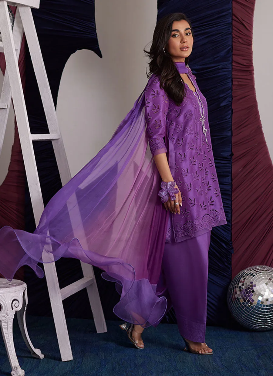 Grape Elegance 2025 raw silk shalwar fashion look