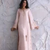 Light Pink Embroidered Maxi Dress – Side view showing embroidery