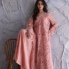 Pink Lace Maxi Dress – Elegant and Ethereal Design, Flattering Silhouette, V-Neckline, Long Flared Sleeves, High-Quality Fabric