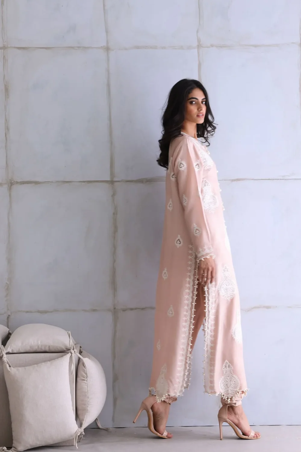 Light Pink Embroidered Maxi Dress
