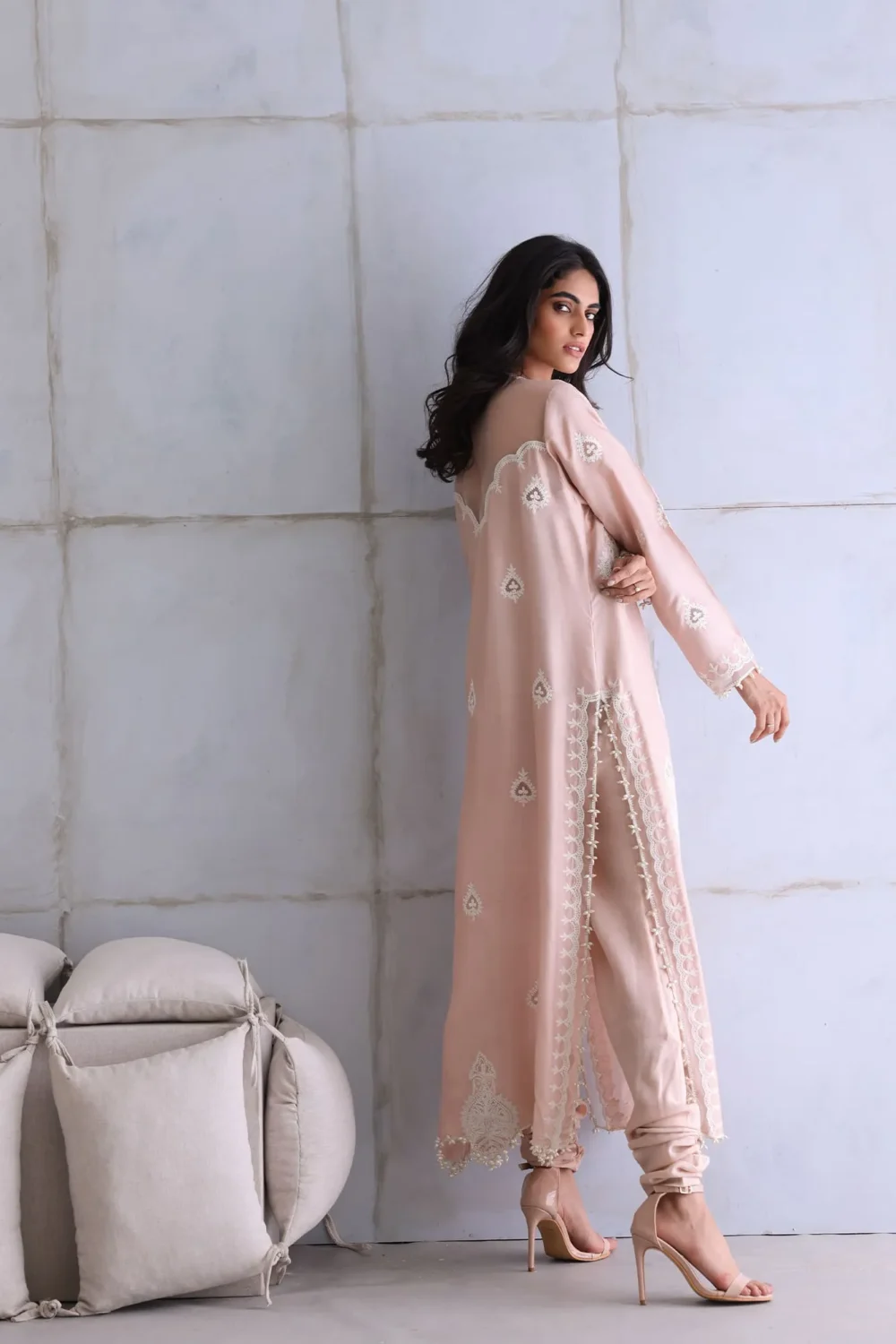 Light Pink Embroidered Maxi Dress