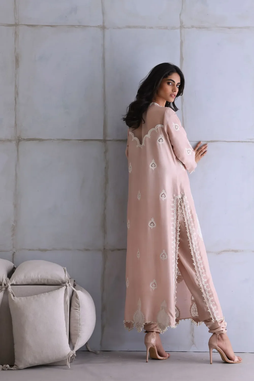 Light Pink Embroidered Maxi Dress