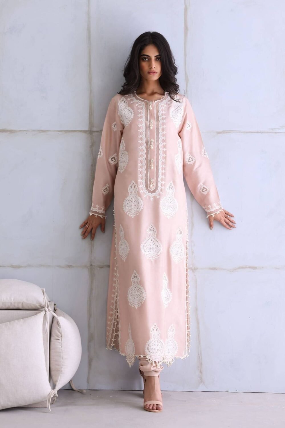 Light Pink Embroidered Maxi Dress