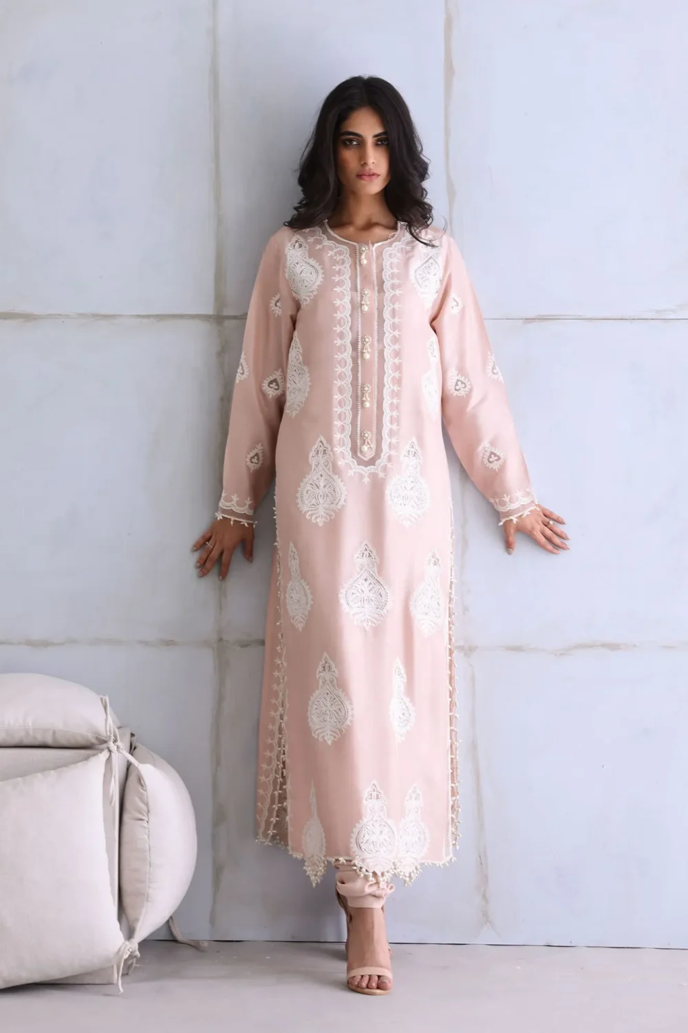 Light Pink Embroidered Maxi Dress