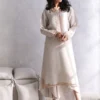 Gray Raw Silk Kameez with Floral Embroidery Cuffs