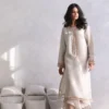 Gray Raw Silk Kameez with Floral Embroidery Cuffs