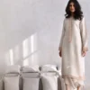 Gray Raw Silk Kameez with Floral Embroidery Cuffs