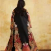 regal embroidered cape gown black orange gold floral motifs luxury design