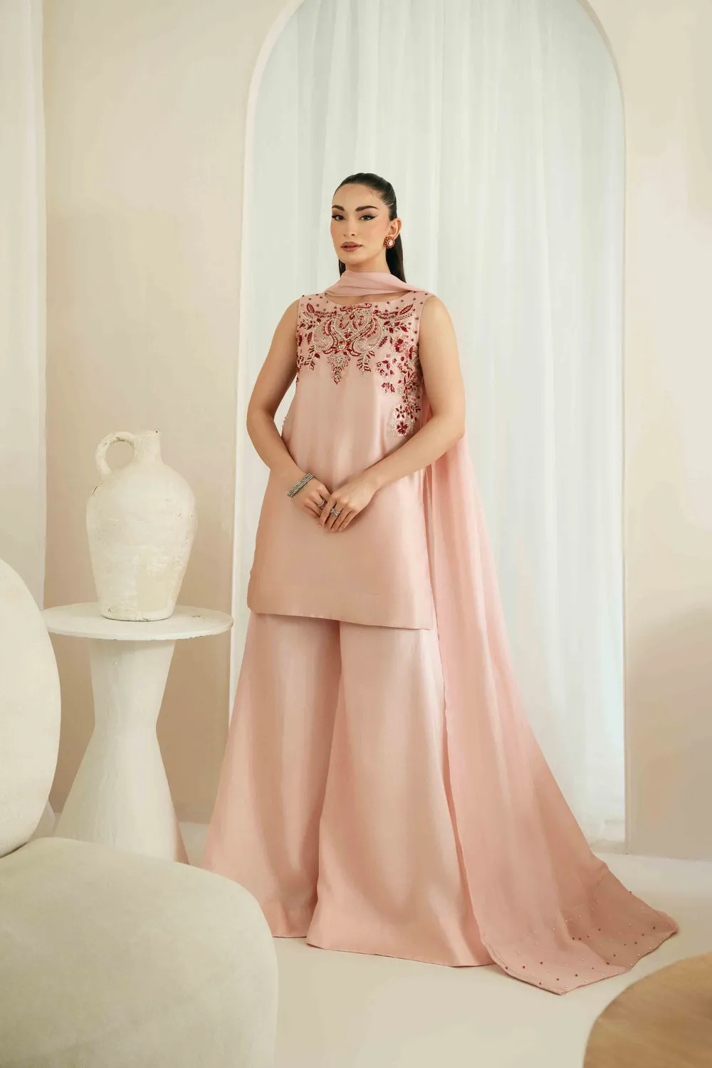 Sheesha Silk Dress with hand-embroidered pearls and crystals Sheesha Silk Dress with hand-embroidered pearls and crystals