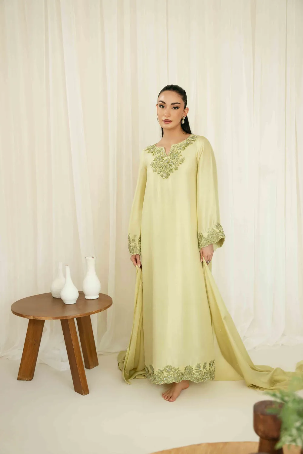 LuxeGlow Silk Ensemble with hand-embroidered crystals and sequins