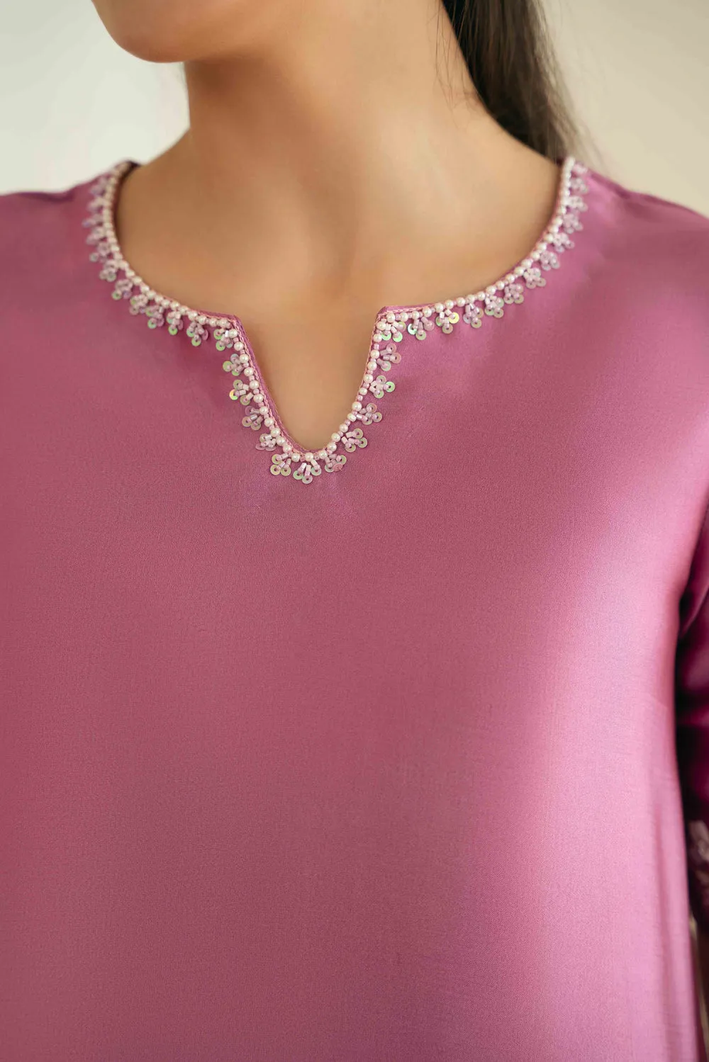 Sheesha Silk Dress with hand embroidery and pearl embellishments