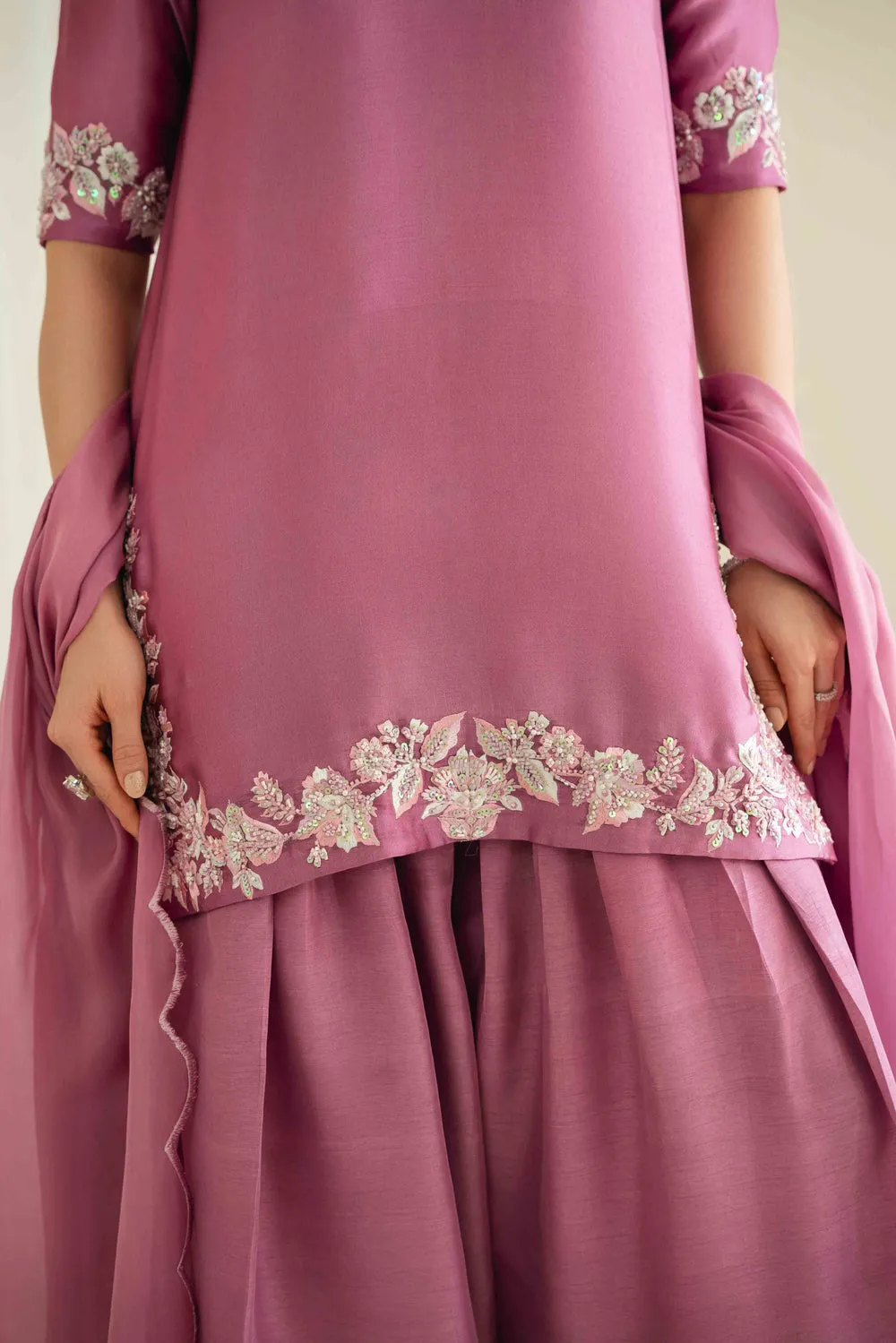 Sheesha Silk Dress with hand embroidery and pearl embellishments