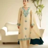 Aqua Elegance Silk Dress with blue and sea green embroidery