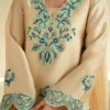 Aqua Elegance Silk Dress with blue and sea green embroidery