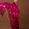 Full view of the Pink Cutwork Suit, styled with its flowing chiffon dupatta, capturing its ethereal grace.