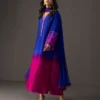 Full look of the gradient embroidered suit with raw silk pants and a matching pure chiffon dupatta.