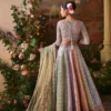 Back view pastel bridal lehenga tie up detail
