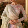 Designer pastel bridal lehenga close up embroidery details