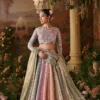 Embellished full sleeve blouse pastel bridal lehenga