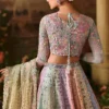 Embellished full sleeve blouse pastel bridal lehenga