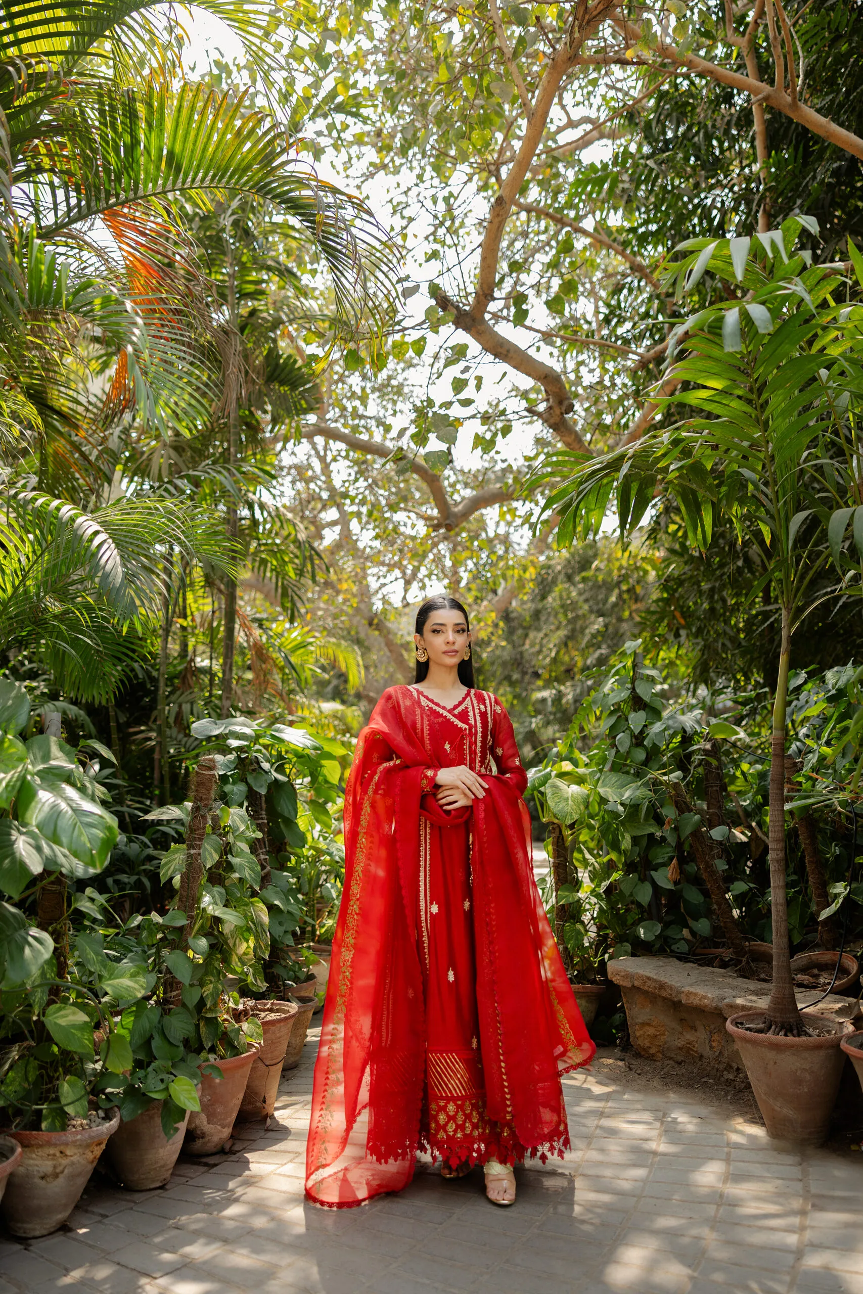 Pakistani suits — formal dress in red by Hammad Bespoke Official
