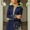 Eid Eggplant Column Shirt with delicate handwork neckline and statement floral waist detail by Hammad Bespoke Official for 2026.