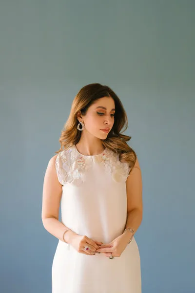 Lavender Pure Raw Silk Short Shirt with 3D Shoulder Embellishments and Scalloped Organza Dupatta.