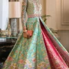 open-front anarkali bridal lehenga Resham Zardozi floral embellishment Pakistani wedding Hammad Bespoke Official