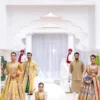 mustard-golden-lehenga-bridal-campaign-full-silhouette-gota-zardozi-hand-embroidered-hammad-bespoke-official.webp yellow bridal lehenga full front mustard silk Gota Zardozi Resham heavy embroidery Hammad Bespoke Official