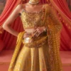 mustard yellow lehenga raw silk full skirt dupatta barat bride Hammad Bespoke Official