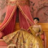 mustard yellow lehenga farshi silhouette barat bridal couture Hammad Bespoke Official