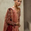 Maroon velvet bridal lehenga choli with heavy Nakshi and Resham embroidery on blush dupatta — HBO Atelier