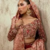 Deep-back maroon velvet bridal choli with Zardozi butterfly motif and crystal trim — Hammad Bespoke Official